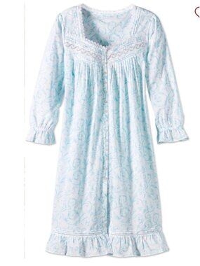 Eileen West Aqua Scroll Short Cotton Robe plus size 2X cottagecore loungewear